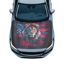 Portable Lion American Flag Car Hood Cover, Heat-Resistant Protection for Most Sedans, Trucks, SUVs & Pickups – Compatible with All Models