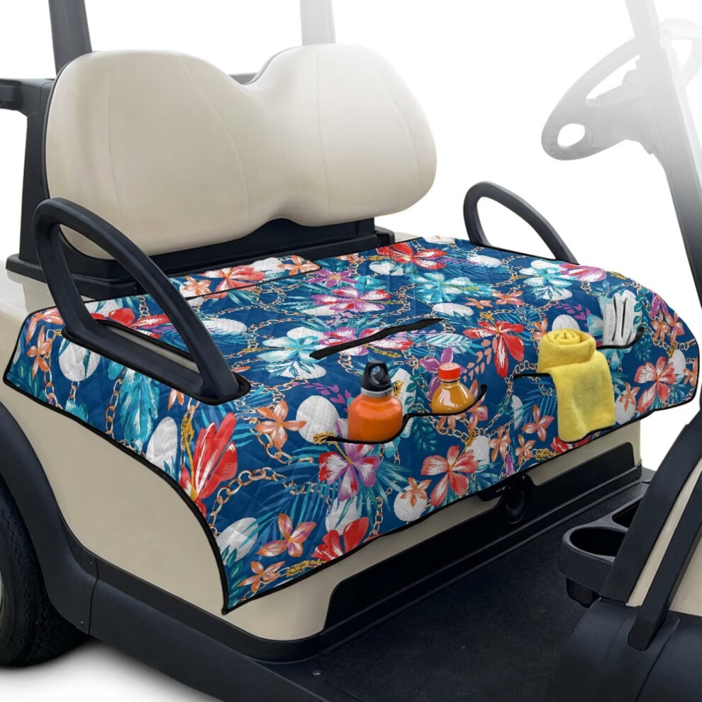 Hawaiian Flower Golf Cart Seat Covers With Towel Blanket 9180435752352
