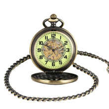 Hand-Winding Pocket Watch Mechanical Classic Movement 4.5cm Aluminum Casing Chain Timepiece Gift