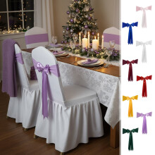 1PC Christmas Stretch Chair Bow Decor Set, Blue Polyester Ties for Dining Chairs, Tree & Home Decor (Cover Not Included)