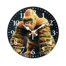 Hamburger Orangutan Retro Wall Clock – Mute, Battery-Powered, Compatible with Home/Living Room/Kitchen/Office Decor