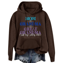 Moletom feminino com capuz e estampa de letras, cor café, tamanho P