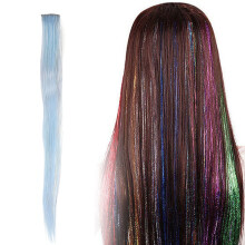50cm Extensions Colored Straight Clip in on Hair Extension Rainbow Party Highlights Synthetic Hairpiece for Girls
