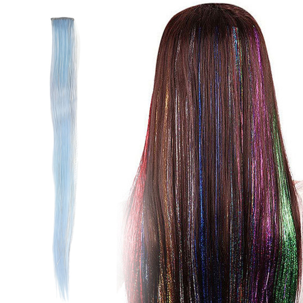 Unisex 50Cm Extensions Colored Straight Clip In On Hair Extension Rainbow Party Highlights Synthetic Hairpiece For Girls