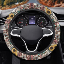 Aztec Tribe Deer Print Steering Wheel Cover 15" Flannel