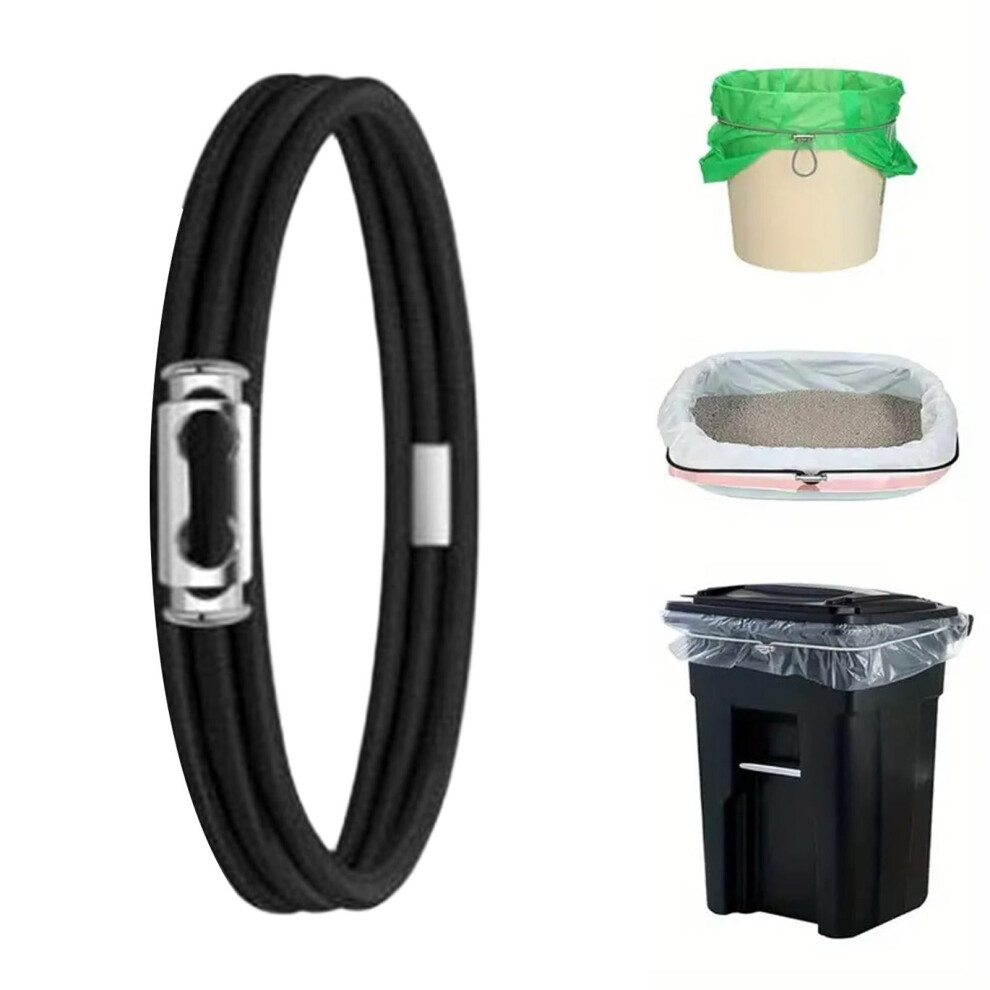 1Pc Adjustable Elastic Trash Can Band Â Rubber Bungee Strap For Kitchen/Office/Garage (Black), Compatible With Standard Trash Cans 9422877017249