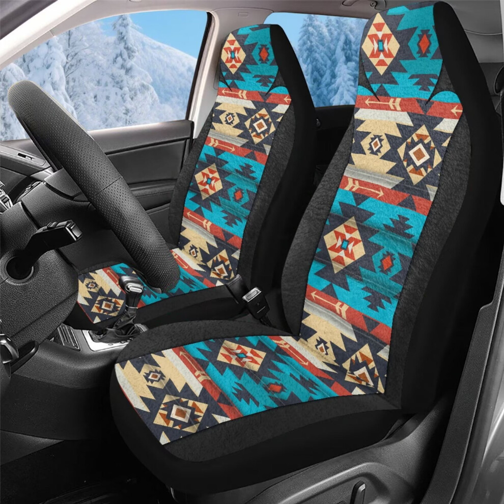 2Pcs Aztec Car Seat Covers For Front Seats Only Â Suv & Truck Interior, Easy Install, Compatible With Most Vehicles Blue 9399596745909
