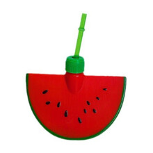 Watermelon Cups with Straw & Lid – Reusable Plastic Fruit Cups for Kids' Parties, Summer, Birthdays – Bulk Pack