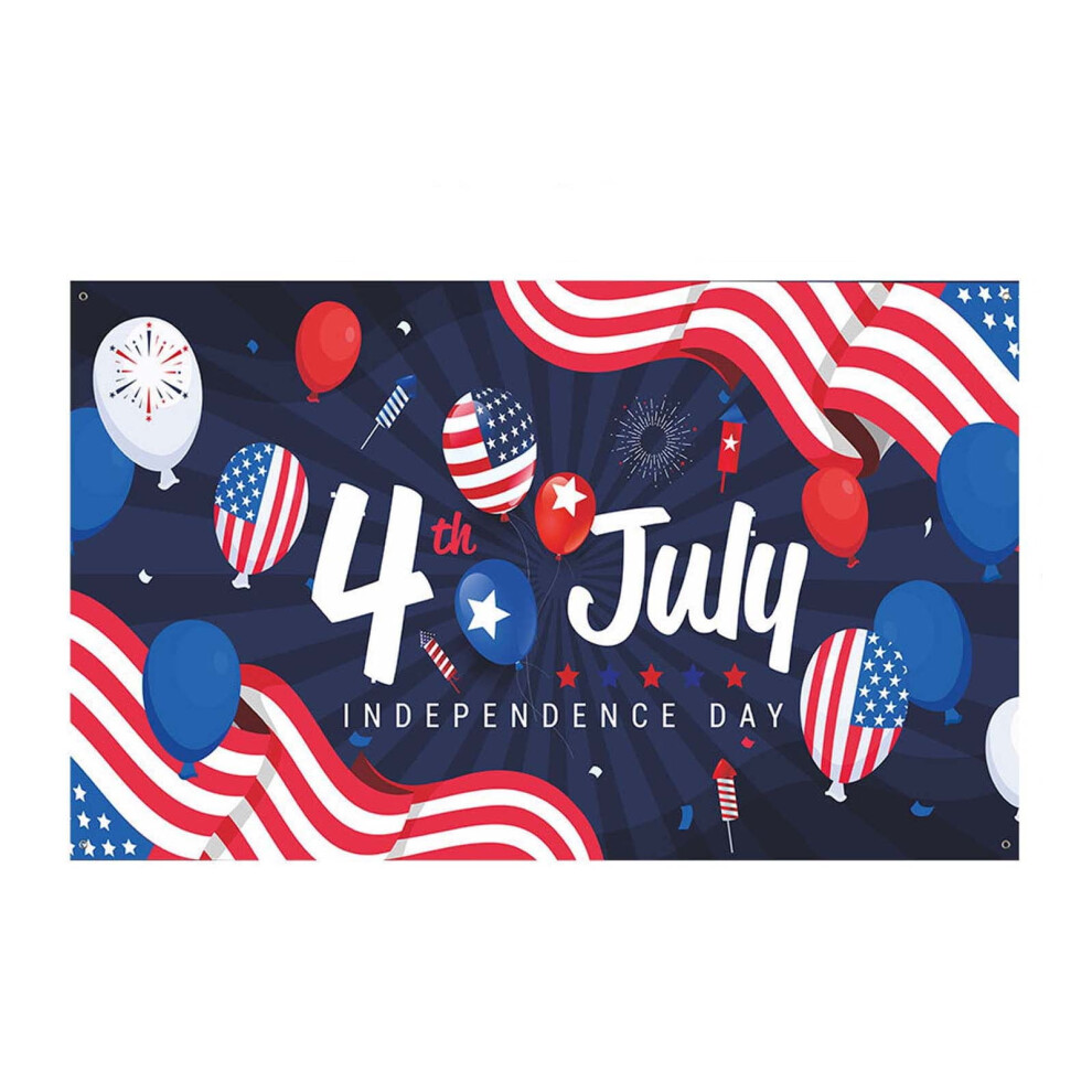 4Th Of July Backdrop Banner, 43X71", Flag Balloon Fabric Photo Background Â Patriotic Party Decor, Indoor/Outdoor Red/White/Blue 9422877015665