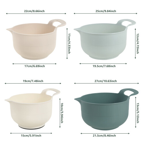 4 Pcs Plastic Mixing Bowl Set Reusable Plastic Nesting Mixing Bowl Multifunctional Nesting Container for Kitchen Cooking Baking 1
