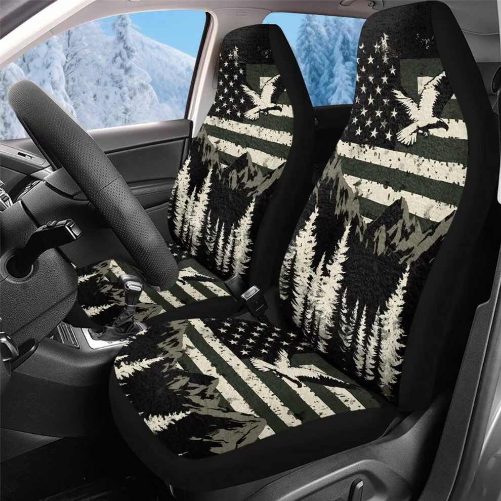 Front Seat Covers For Cars, Trucks, Suvs Â Universal Fit, Soft Camo/Usa Flag Design, Compatible With Most Vehicles Coral 9399596745923