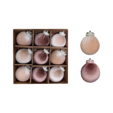 9 Pcs 3.15" Shatterproof Velvet Christmas Ball Ornaments with Loop, Flocked Neutral Baubles for Tree & Holiday Party