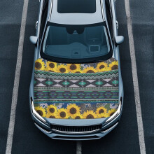 Aztec Sunflower Hood Cover – Quick-Dry, Removable, Breathable Car Hood Protector Compatible with Cars, Trucks, Vans, SUVs
