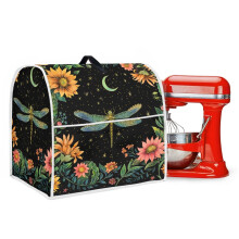 Kitchen Mixer Cover Dust Cover for 4.5-5 Qt Stand Mixer, Front Pockets, Dragonfly Floral Moon Design