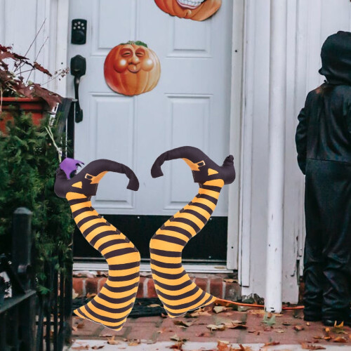 Décoration de jambes de sorcière d'Halloween avec piquet 1
