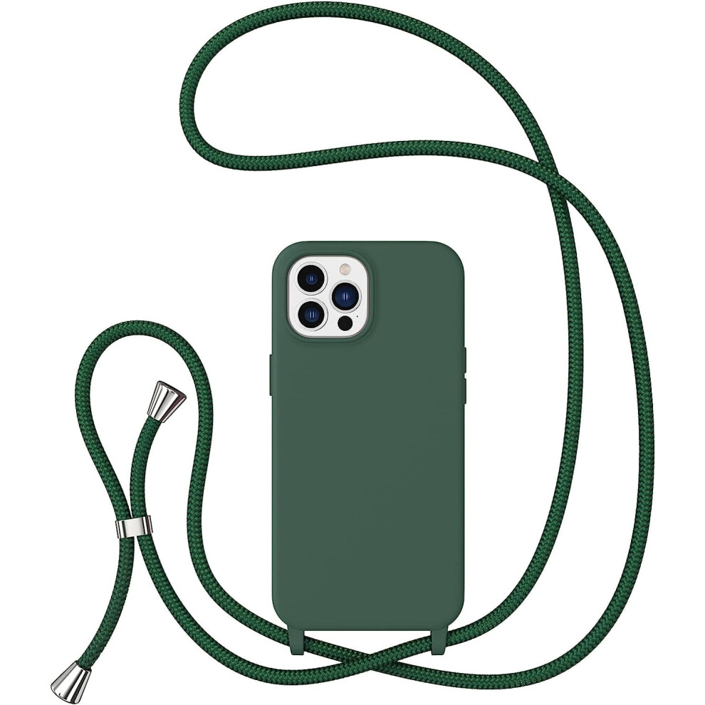 Crossbody Case For Compatible With Iphone 15 Pro Max, Adjustable Lanyard & Liquid Silicone Soft Cover, 6.7", Dark Green 9399596746913
