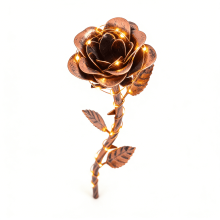Handcrafted Bronze Eternal Rose with Warm Light