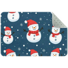 Christmas Winter Snowman Snowflake Small Area Rug – Non-Slip, Washable Indoor Door Mat for Kitchen, Bedroom & Living Room