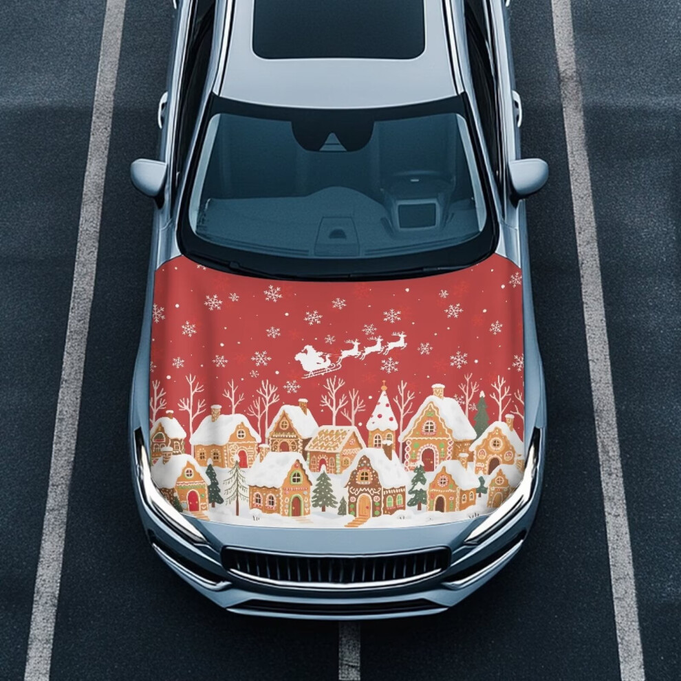 Elastic Car Hood Cover Protector Â Stretch Polyester Film With Snowflake Design, Removable & Compatible With All Cars 9399596258829