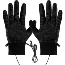USB Heating Gloves with Zippers, Adjustable & Padded, Rechargeable, Windproof, Touchscreen-Compatible, Heated Ski Mittens for Cycling/Hiking