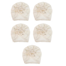 5Pcs Toddler Hats Beige Polyester Floral Baby Elastic Warm Hats