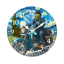 Ink Painting Cycling Wall Clock – Retro Mute Non-Ticking Battery-Powered Clock Compatible with Home, Living Room, Kitchen & Office