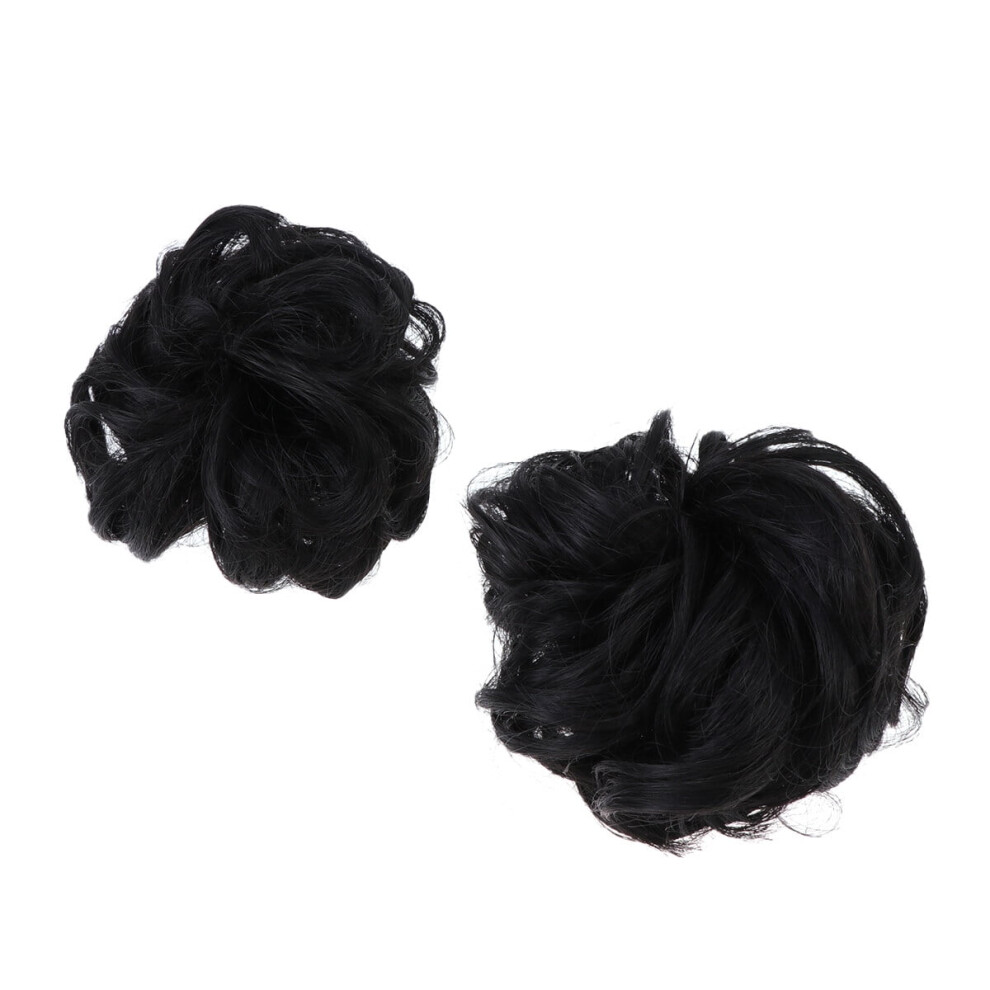 Wig Hair Ring Chignon Bun Tool Synthetic Black 2 Pcs