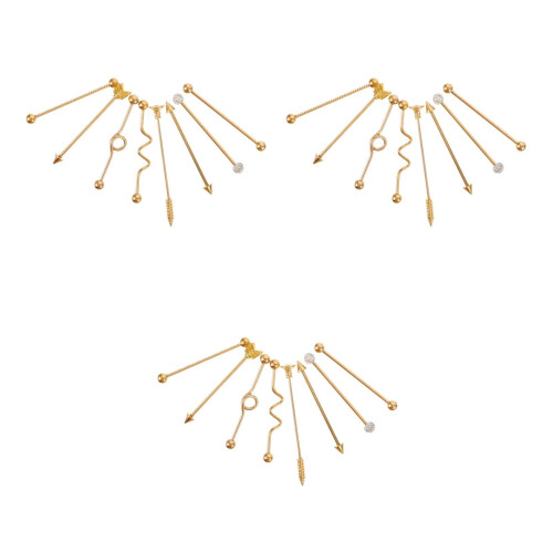 24Pièces Boucles D'oreilles Industrielles Dorées Design Simple 1
