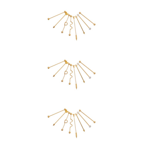 24Pièces Boucles D'oreilles Industrielles Dorées Design Simple 2