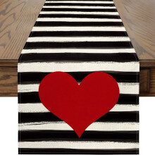Valentine's Day Table Runner – Love Heart Buffalo Plaid & Garland Design, Compatible with Anniversary Party, Home & Kitchen Decor