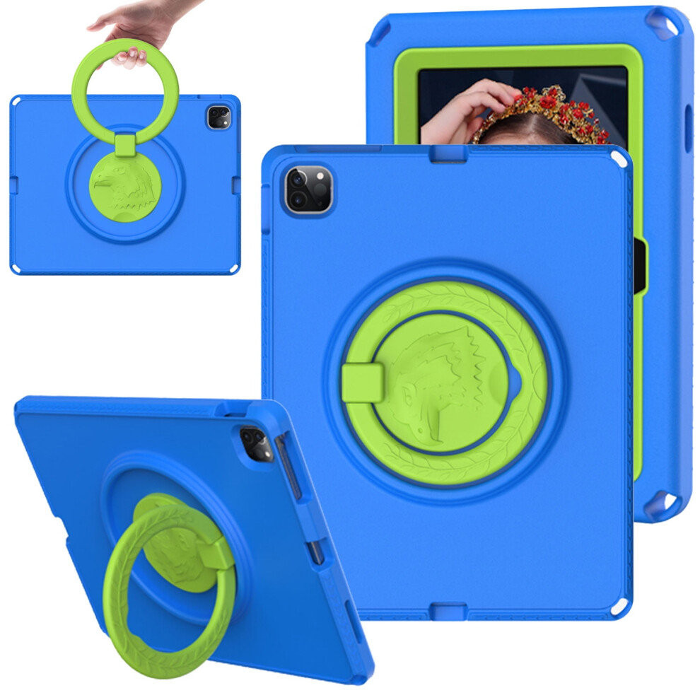 Kid-Friendly Shockproof Eva Case For Ipad Pro 12.9 (2018/2020/2021/2022) Â 360 Rotating Kickstand, Anti-Fall, Blue 9399596256009