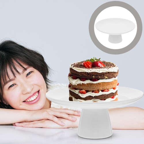 RENACLIPY Stable White Ceramic Cake Plate for Kitchen Elegant Dessert Stand 2