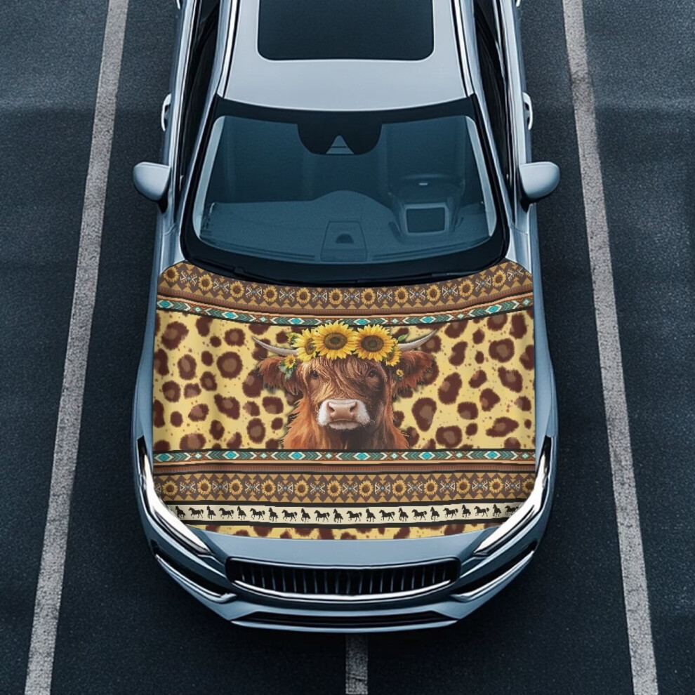 Aztec Yak Sunflower Auto Hood Cover Â Windproof, Soft Portable Hood Protector Wrap Compatible With Car, Truck, Van, Suv, Pickup 9422877532575