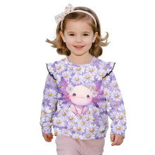 Purple Daisy Axolotl Sweatshirt for Toddler Girls Long