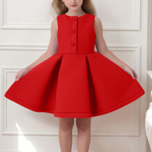 Girls Summer Dress Sleeveless Round Neck Ruffle Hem