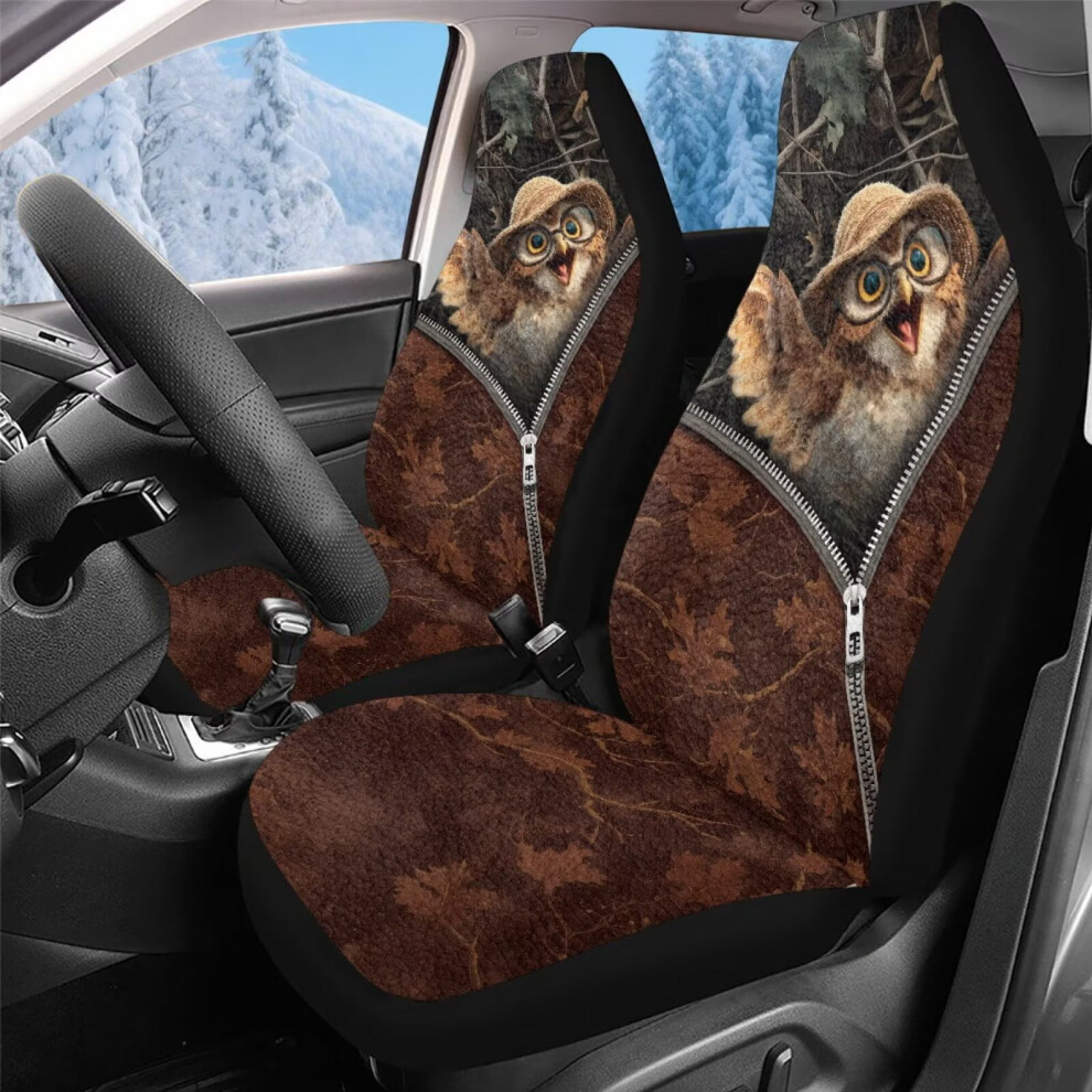 Car Seat Covers, 2-Pack Front Seat Covers Comfort And Protection Camo Hunting Owl Bucket Seats Cover Set For Most Cars, Auto Interior Accessories Coral 9399596257129