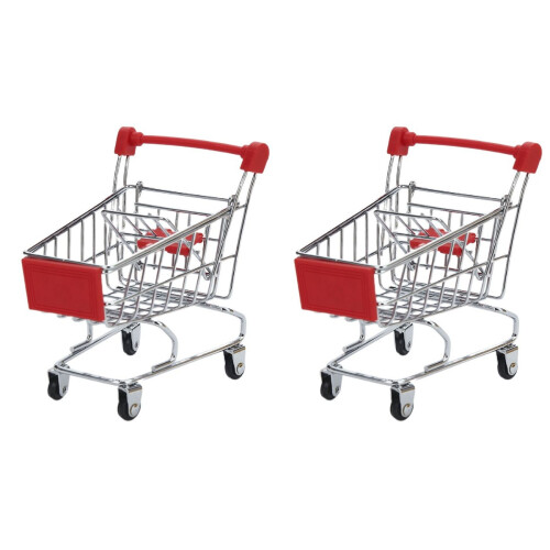 2Pièces Chariot Jouet Rouge Mini Rangement Table Enfants