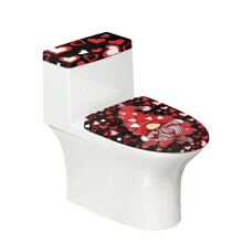 Conjunto de protetores de vaso sanitário com gnomos em formato de coração e 2 capas para assento.