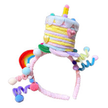 Festive Twisted Headband with Star Cake Decoration Headpieces Comfortable Headwear for Kids and Adults