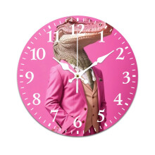 Tyst Väggklocka Rosa Krokodilmönster 30 cm
