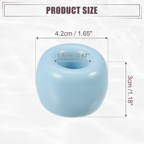 Ceramic Toothbrush Holder Round Blue 1.65 x 1.18 Inch 2