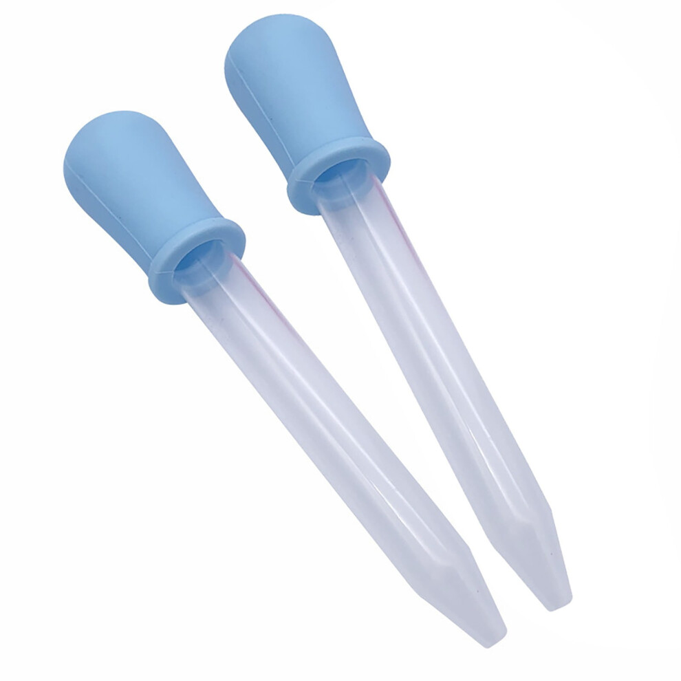 Blue 5Ml Liquid Droppers Silicone And Plastic Pipettes Eye Dropper With Bulb Tip For Candy Molds (2 Pcï¼
