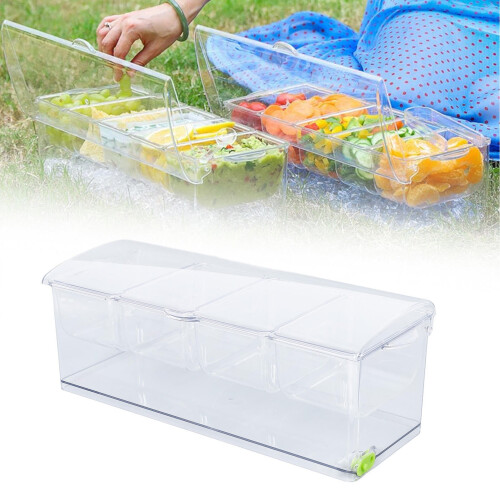 Παγωμένο Condiment Caddy – Διαφανής πλαστικός δίσκος 4 θέσεων με σφραγιζόμενο καπάκι 2