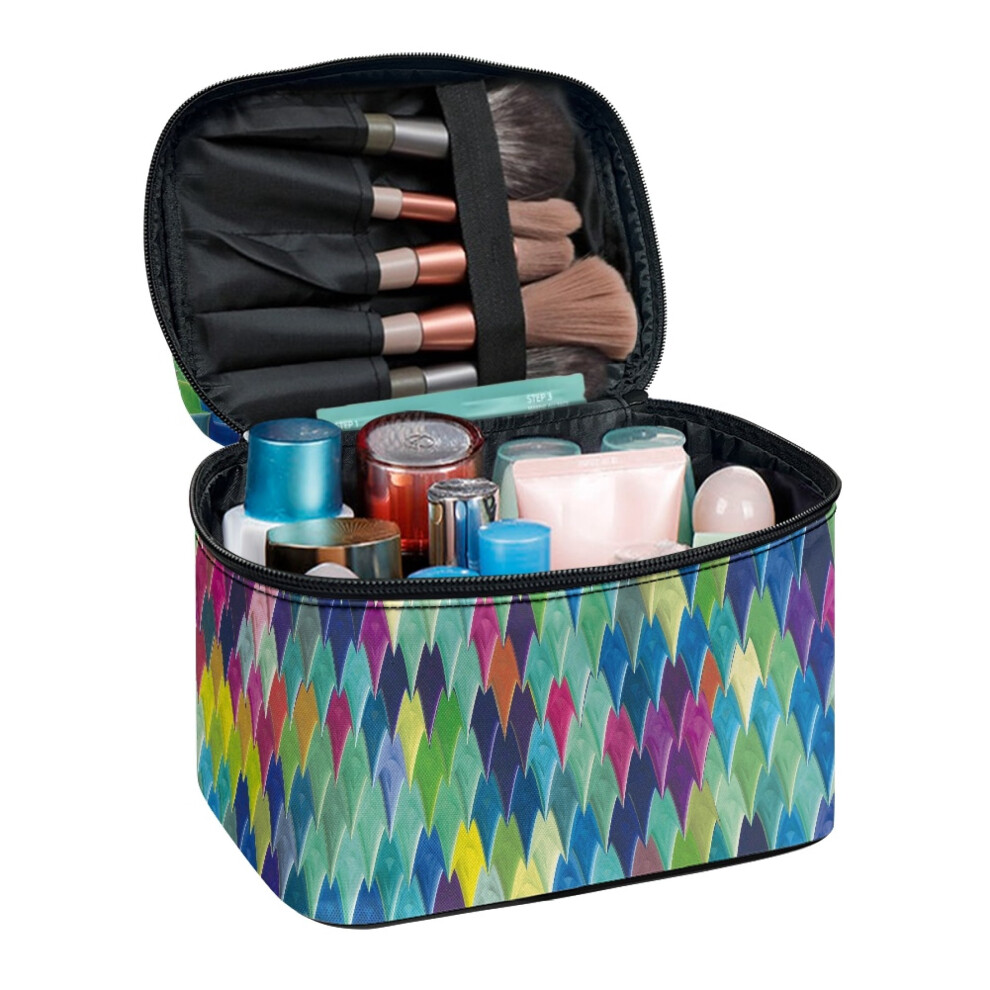 Cosmetic Travel Toiletry Bag Makeup Skincare Organizer Teacher Practical Handy, Geometric Rhombus