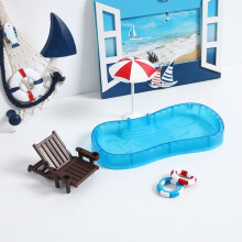 2 Sets Beach Miniature House Decoration Dollhouse Swimming Pool