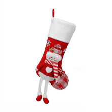 Christmas Stocking with Santa Doll, 18"x8", White Fluffy Cuff, Classic Fireplace Stocking, Xmas Party Decor (Snowman)