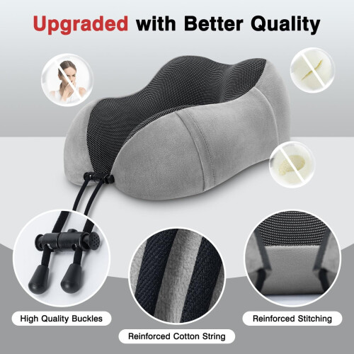 Μαξιλάρια ταξιδιού Memory Foam σετ 2 τεμαχίων για αεροπλάνο, αυτοκίνητο, τρένο και 1