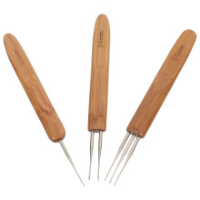 3pcs Dreadlock Crochet Hook Set Bamboo Handle Loc Needle Hair Dreads Crochet Needle Tool for Locs Braid Craft