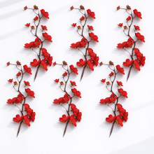 Red Plastic Flower Cake Decoration Pretty Toppers for Wedding Birthday