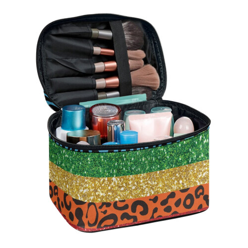 Make-uptas van polyester met luipaardprint en ritssluiting (groot)